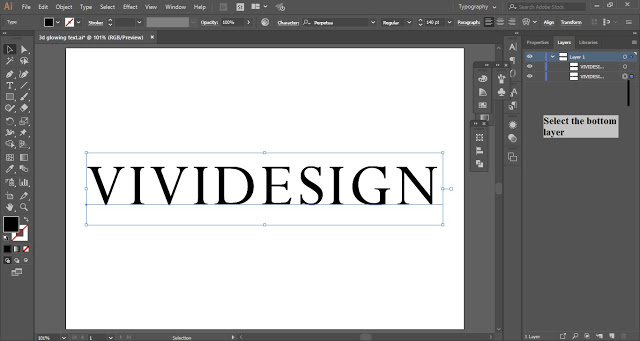 Select the Bottom Layer of the text